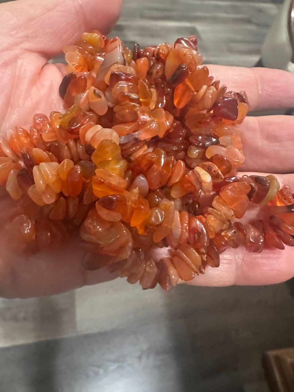 Vintage 34" Continuous Carnelian Nugget Pebble Necklace 82g Opera Length